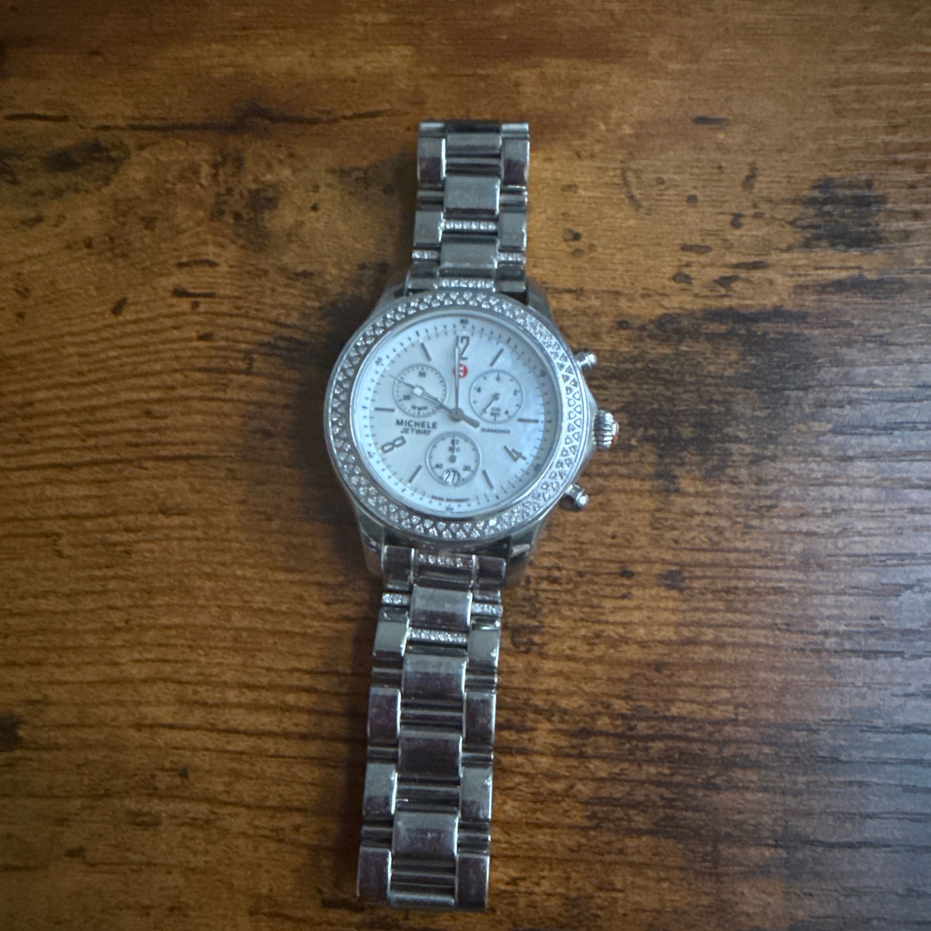 Michele Jetway Diamond Chronograph Mother Of Pearl Watch Mw17a01a1025